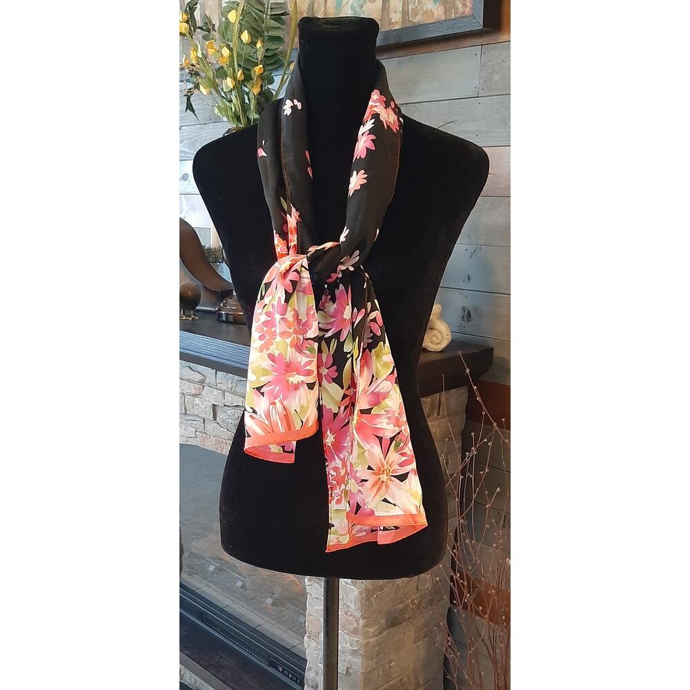 Vintage ECHO Floral Scarf 52-1/2' x 11"